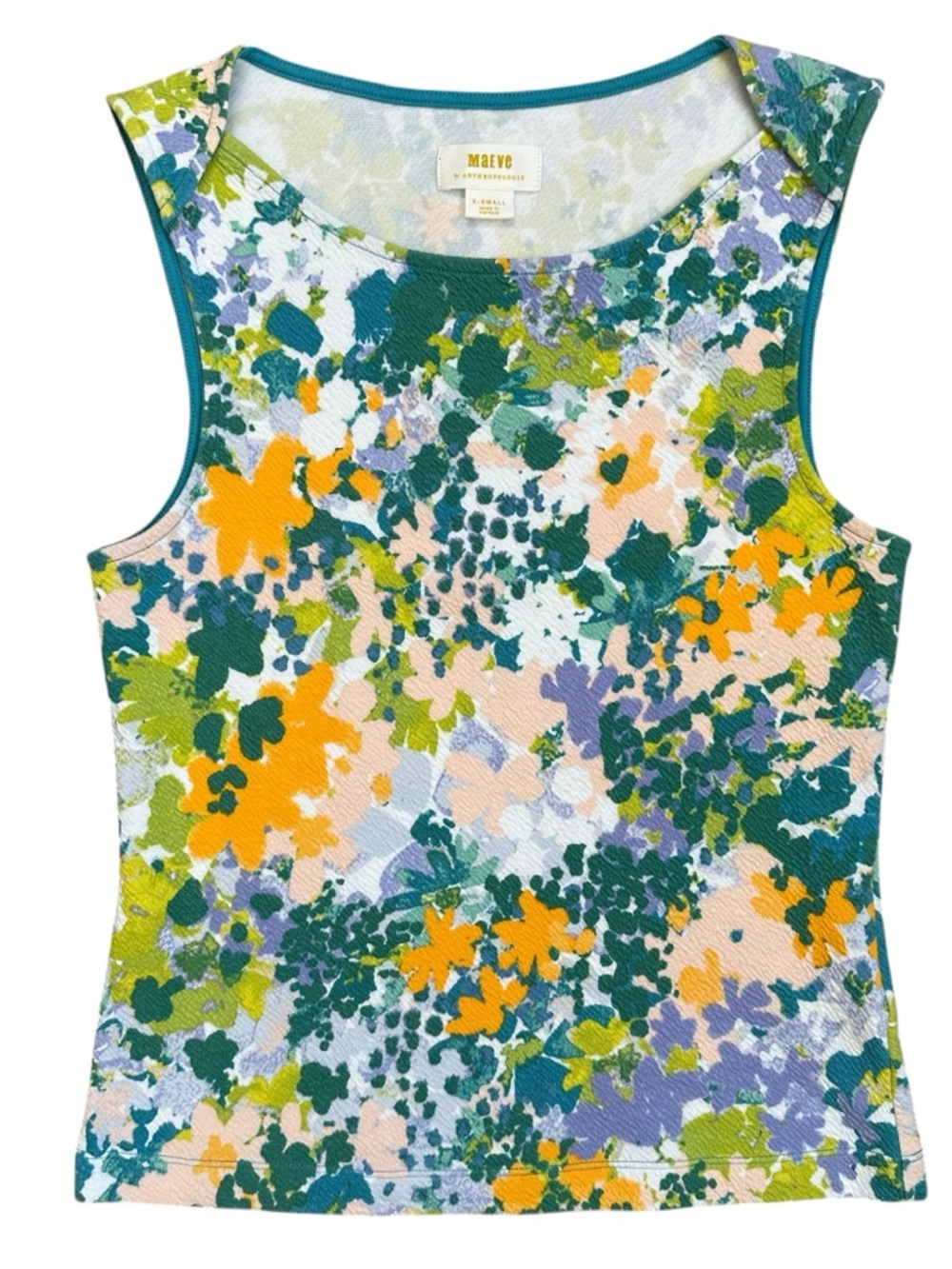 Anthropologie Maeve White Blue Green Purple Dressy Tank Top Size XS